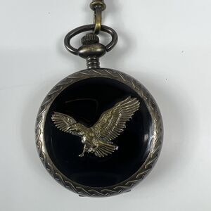 American Eagle Benrus Quartz Pocket Watch Hunter Case with New Battery
